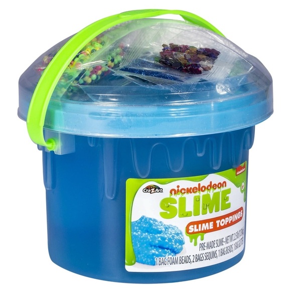 NICKELODEON • Cra-Z-Art 2.5Lb Pre-Made Blue Slime Bucket with Toppings - Picture 2 of 6